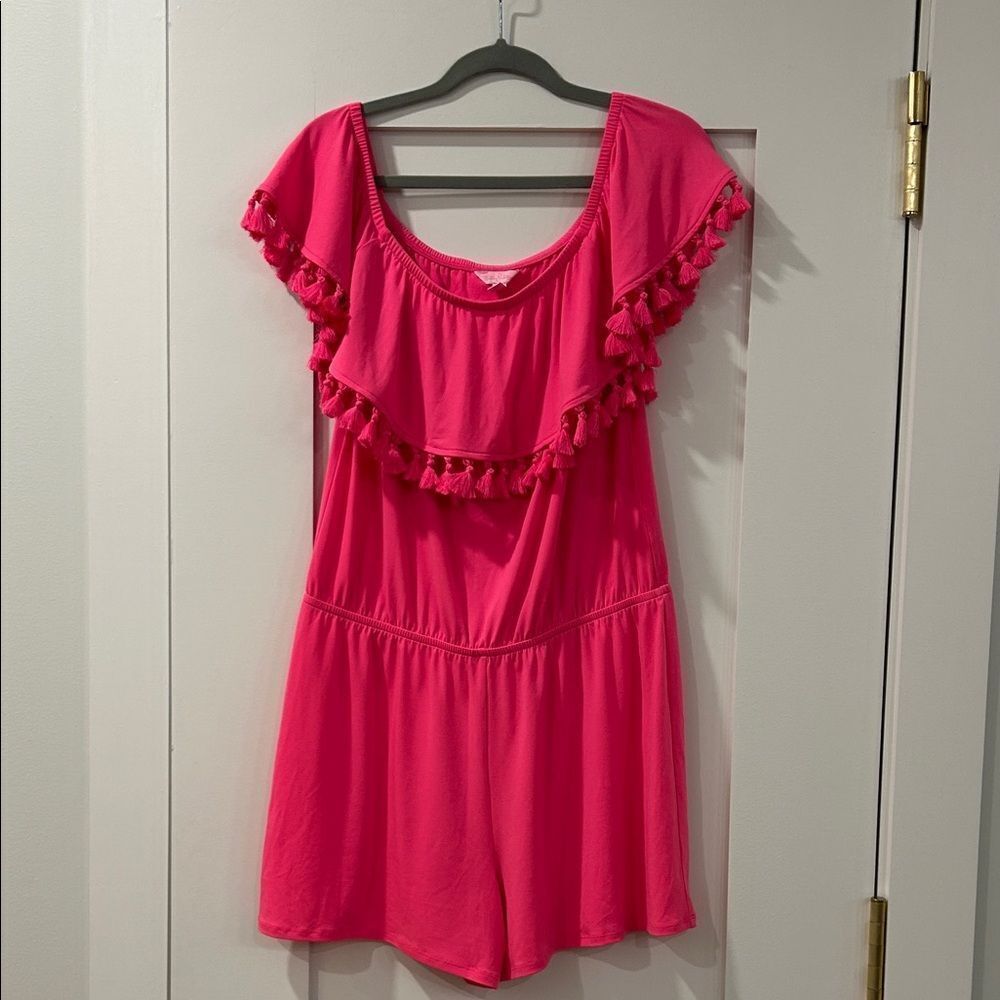 Lilly Pulitzer Pink Ruffle Romper, Size Large